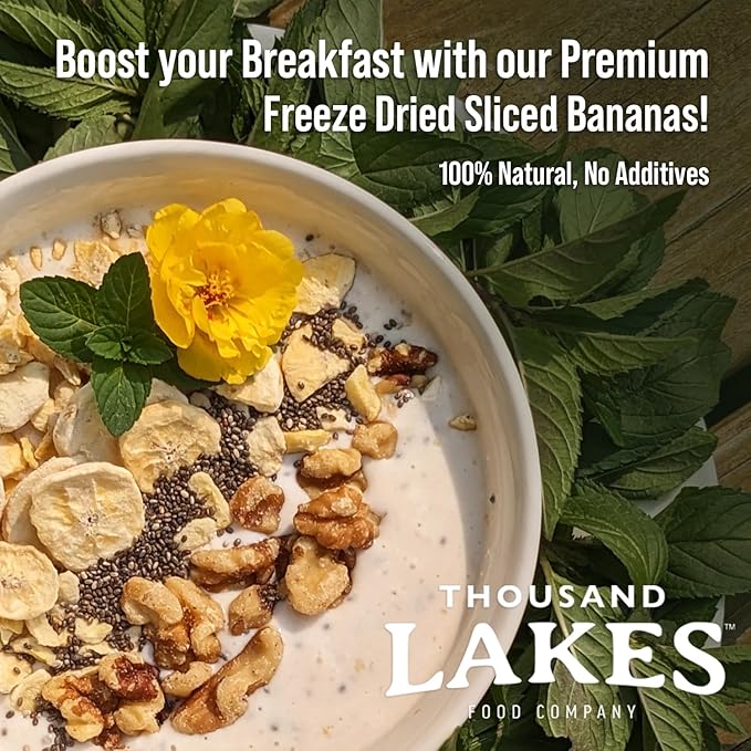 Thousand Lakes Freeze Dried Fruit - Sliced Bananas 2-pack 3.2 ounces (6.4 ounces total) | No Sugar