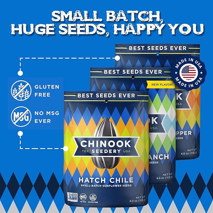 Chinook Seedery Roasted Sunflower Seeds - Jumbo Seeds Keto Snacks - Best For Snack Packs - Gluten