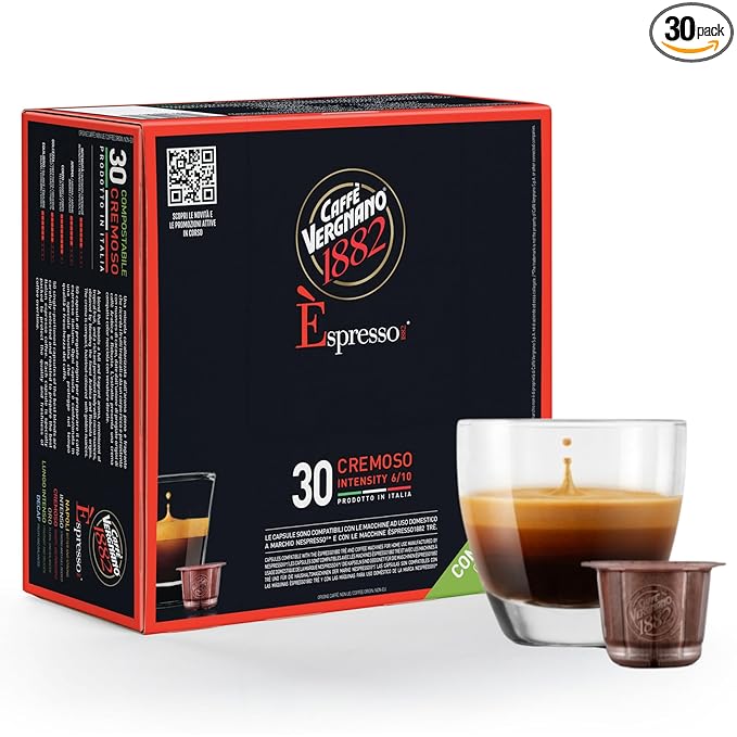 Caffe' Vergnano 1882 Medium Roast Espresso Original Line Machine Compatible Capsules, Single-Serve