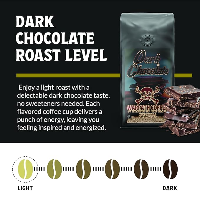 Warpath Coffee Light Roast Whole Bean Coffee, Dark Chocolate Blend, High Caffeine, Extra Strong