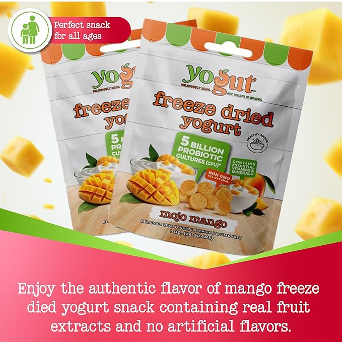 YoGut Freeze Dried Yogurt Snack, Variety Pack, 6 Pack, Healthy Snacks for Kids, Toddlers & Adults
