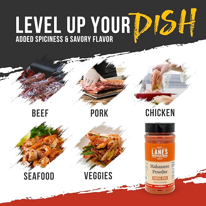 Lane's Habanero Powder Seasoning, All-Natural Habanero Pepper Powder Blend with Chili de Arbil &
