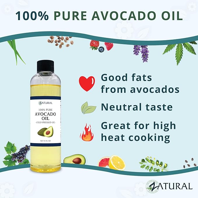 Zatural 100% Avocado Oil Pure Natural without Additives, Clean, Cold Pressed, Non-GMO, Vegan: For