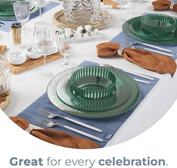 Exquisite 40 Piece Plastic Disposable Plates Set For 20 Guests I 20 X 9 Inch & 20 X 11 Inch