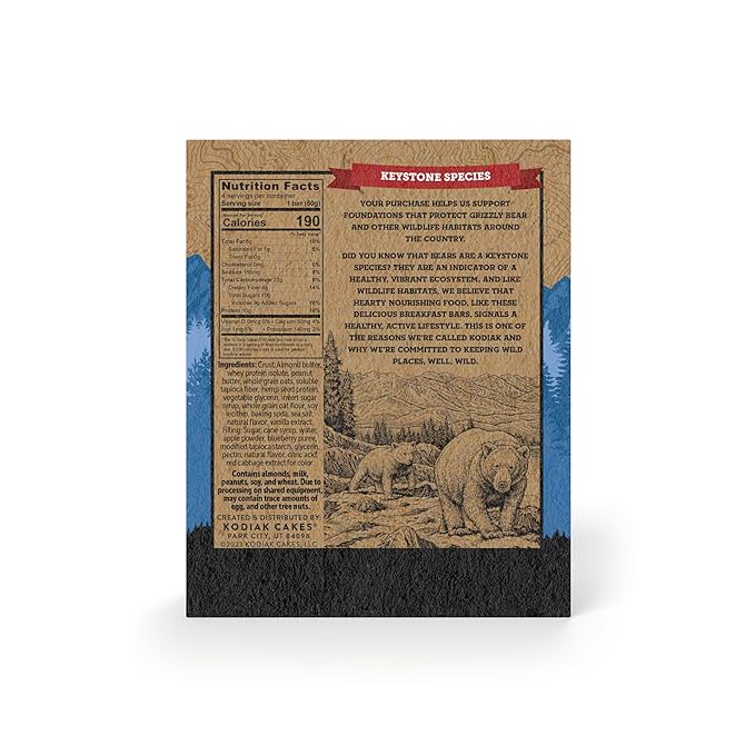 Kodiak Cakes Soft Baked Sandwich Breakfast Bar, Blueberry Oat, High Protein, 100% Whole Grains, 12