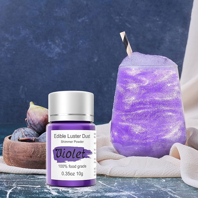 Purple Luster Dust Edible Glitter for Cakes Cocktails ??10g Colaele Edible Shimmering Dust for