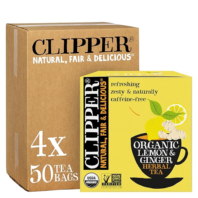 Clipper Tea Lemon & Ginger Teabags ??Caffeine Free, USDA Organic, Great Hot or Iced ??Aromatic