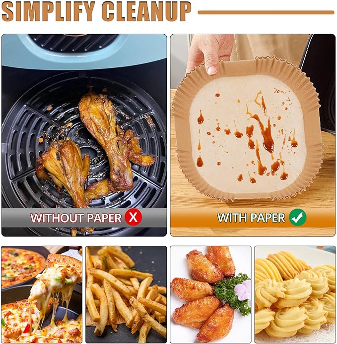 Air Fryer Liners Disposable 7.9??Square Airfryer Liners, 100 Pcs Air Fryer Parchment Paper Liners