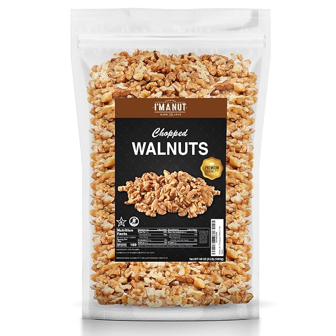 Premium Raw Chopped Walnuts 48oz (3 lb) - 100% Natural, No-PPO, Non-GMO, Batch-Tested Gluten &