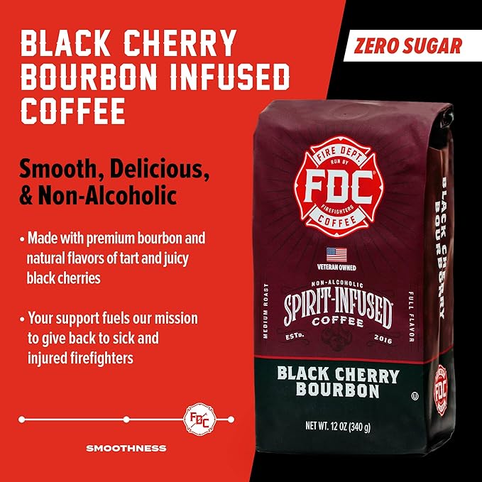Fire Department Coffee - Black Cherry Bourbon Coffee - Gives Back to Firefighters - Premium Bourbon