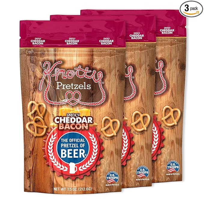 Knotty Pretzels - "The Official Pretzel of Beer" 7.5 Ounce Individual Seasoned Pretzel in