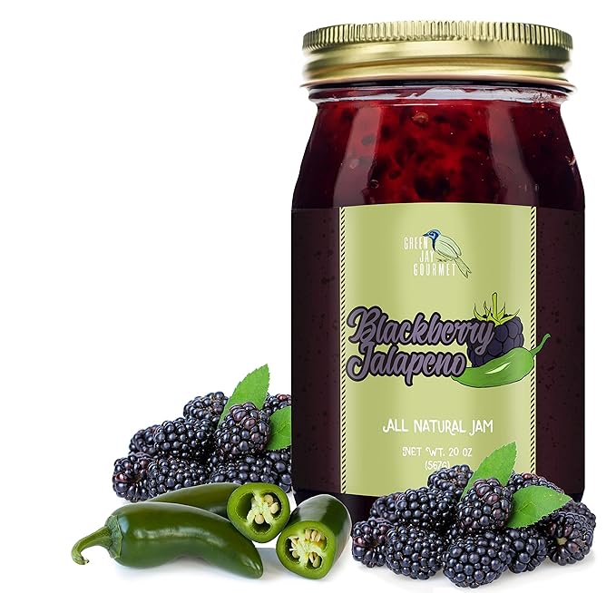 Green Jay Gourmet Blackberry Jalapeño Jam - All-Natural Blackberry Jam with Fresh Blackberries