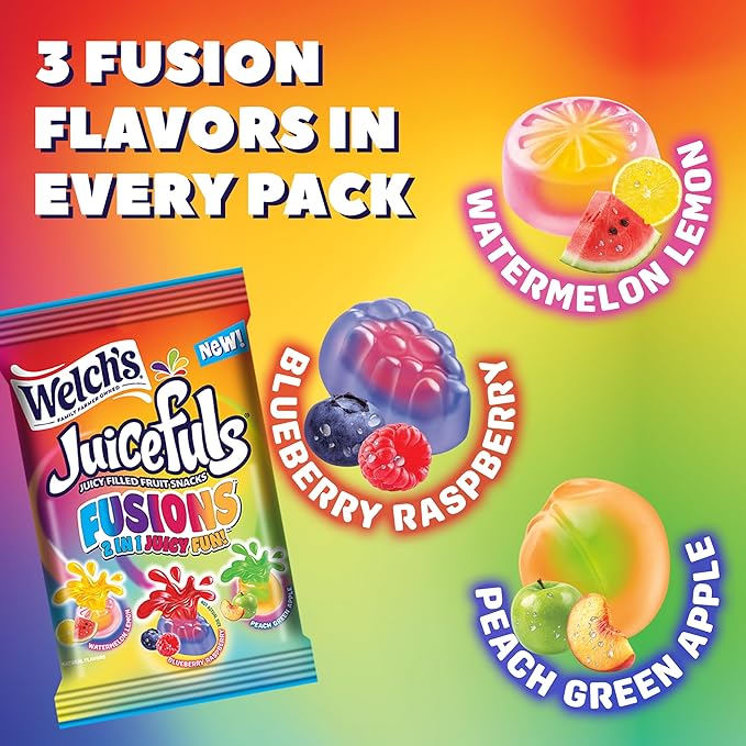 Welch's Fruit Snacks, Juicefuls Fusions, Assorted Fruit Flavor, Bulk Pack, Gluten Free, Natural