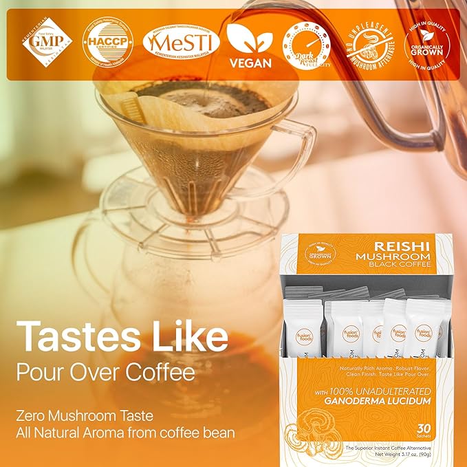 Reishi Mushroom Black Coffee by fusion foods™ | All Natural Unadulterated Reishi Mushroom Ganoderma