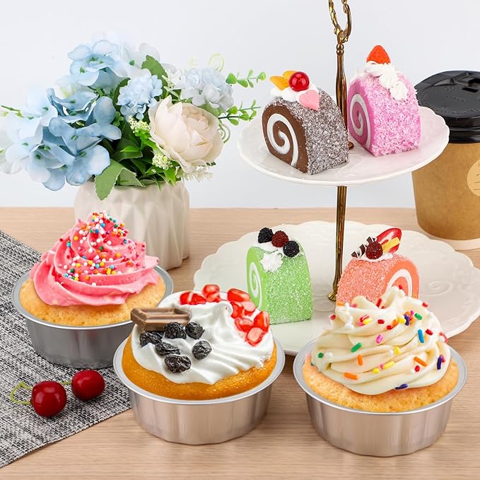 Beasea Aluminum Ramekins 8oz 100 Pack, Disposable Ramekins Foil Cups Baking 3.9" Ramekin Cup