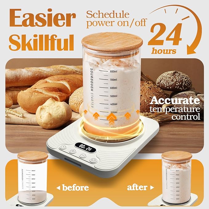 2025 Upgrade Sourdough Starter Warmer,Temperature Control Range 70°F-110°F, Accurate to 1°F, with