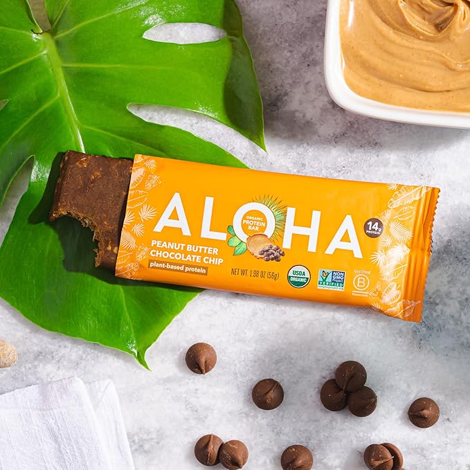 ALOHA Organic Plant Based Protein Bars - 3 Flavor Variety Pack - 12 Count, 1.98oz Bars - Vegan