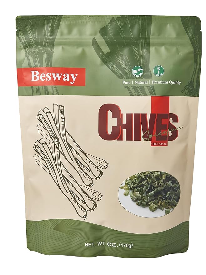 Besway Chives 6 oz(170g), Premium Dried Green Chives - Perfectly Chopped for Culinary Use, 100%