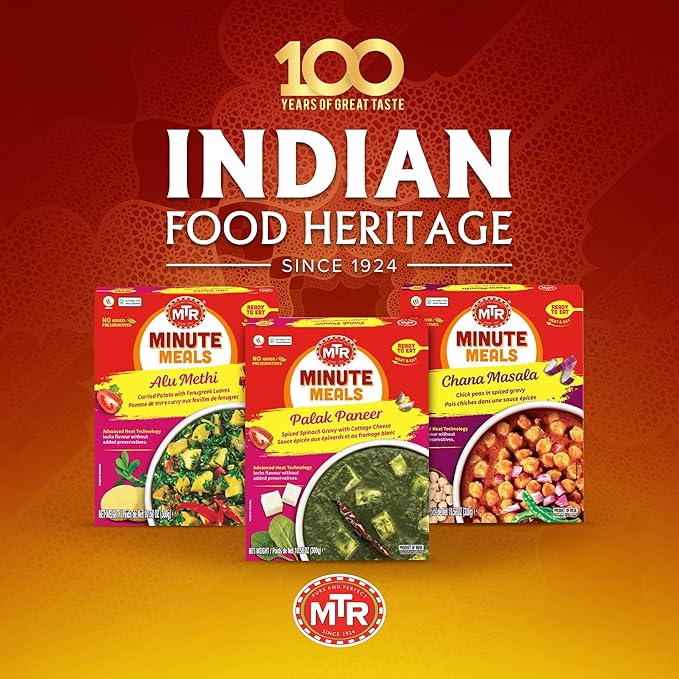 MTR - Minute Meals: Palak Paneer - Spiced Spinach Gravy with Cottage Cheese - Tasty Indian Meal