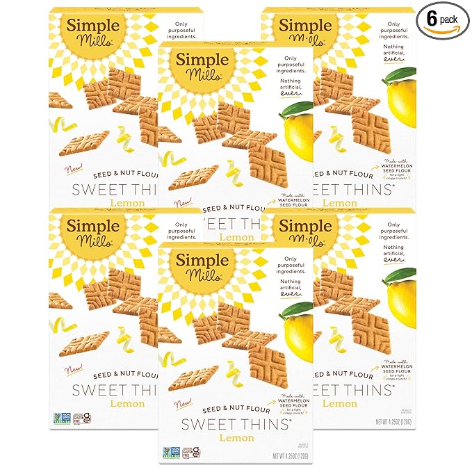 Simple Mills Lemon Seed & Nut Flour Sweet Thins, Paleo Friendly & Delicious Sweet Thin Cookies
