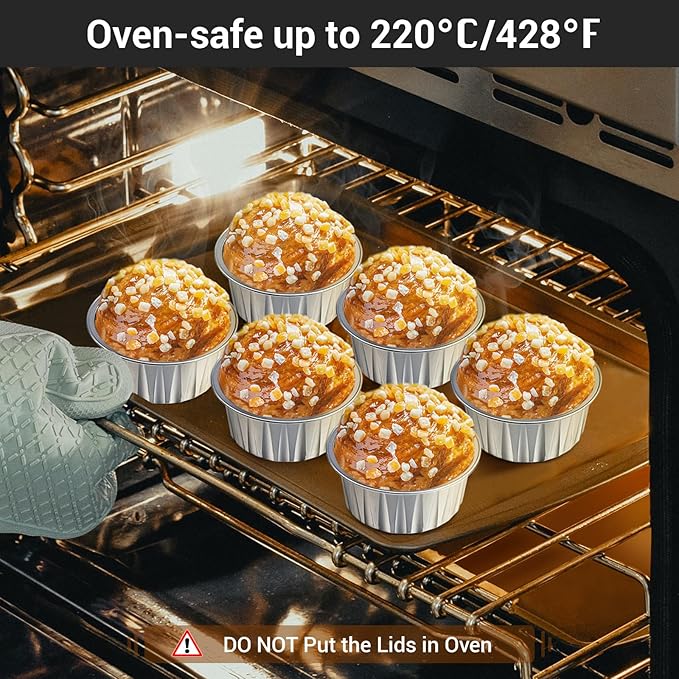 EUSOAR Muffin Cupcake Liners for Baking, 50pcs 5oz 125ml Disposable Ramekins, Aluminum Foil Muffin