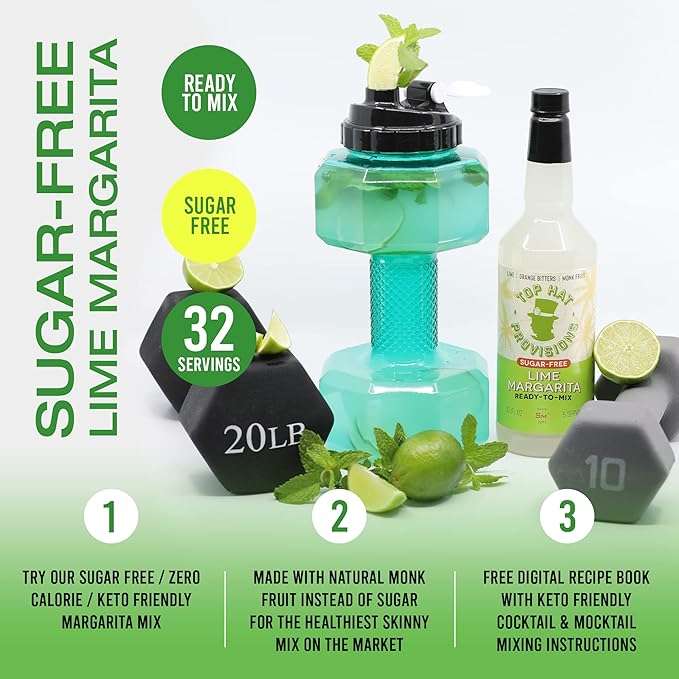 Top Hat Keto Sugar Free Lime Margarita Mix - Naturally Sweetened with Monk Fruit - Craft Mixer for