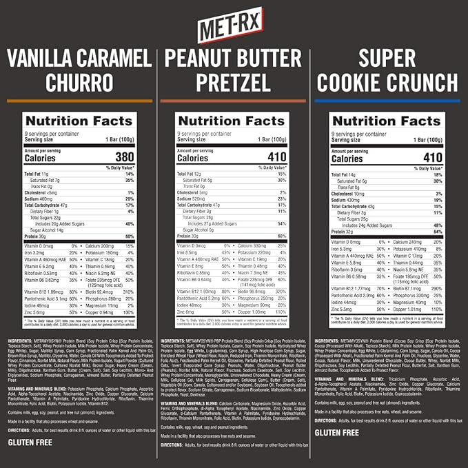 MET-Rx Big 100 Colossal Protein Bars, Healthy Meal Replacement Snack, Variety Pack, 3.52 oz bars, 9