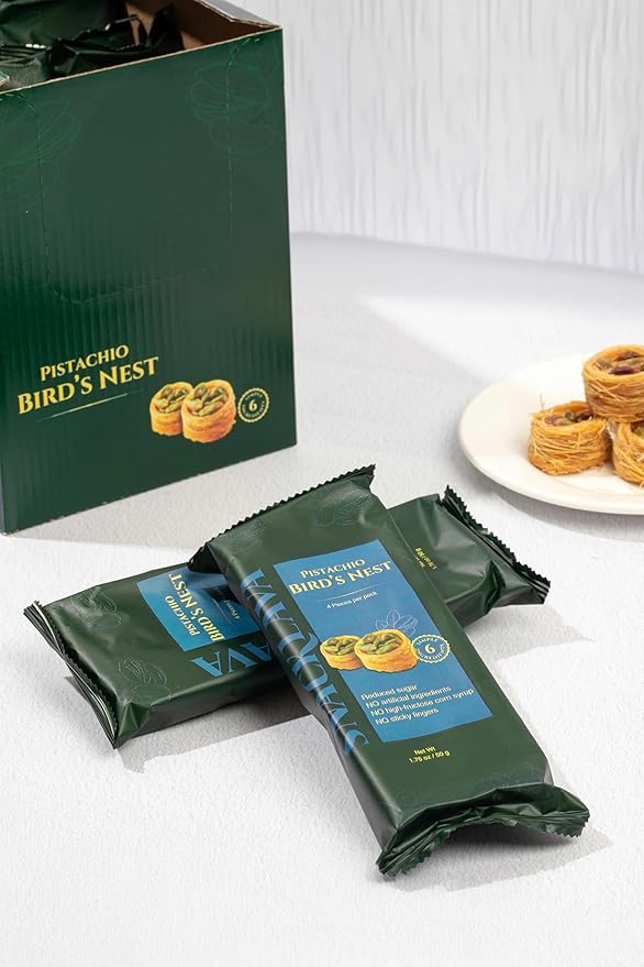 Snacklava Pistachio Bird's Nest Baklava - 6 Pack (4 Pieces per Pack) - No Artificial Ingredients