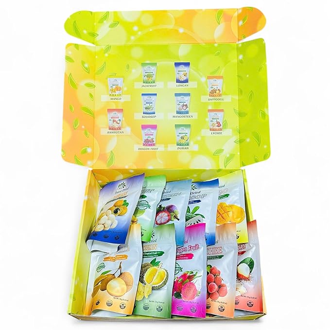 CHAVI Freeze Dried Exotic Tropical Fruits | Pack of 10 | Gift Box - No Added Sugars or