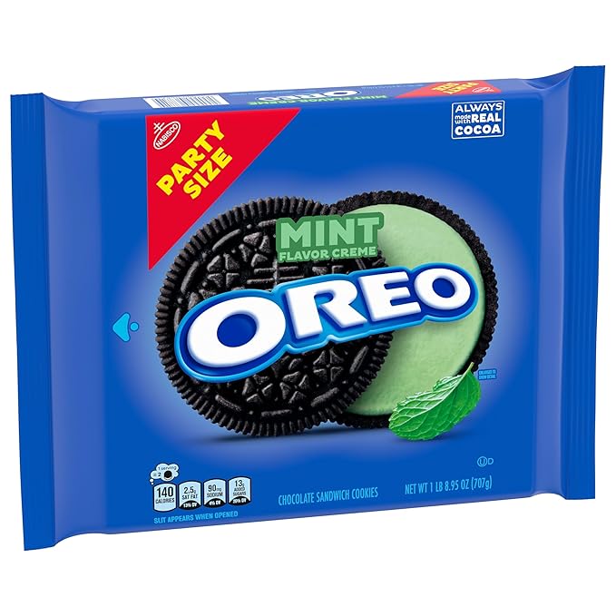 OREO Mint Creme Chocolate Sandwich Cookies, Party Size, 24.95 oz