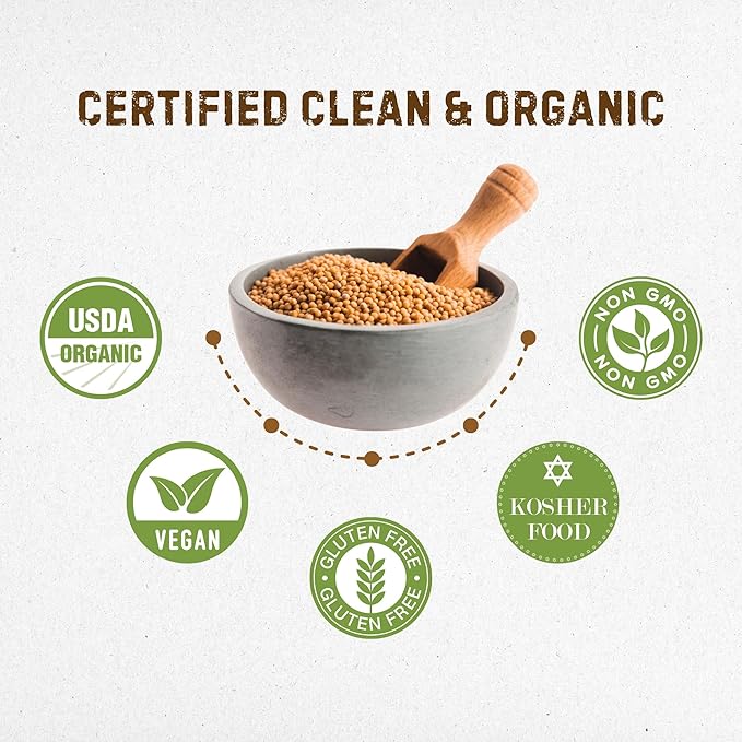 Yellow Mustard Powder 14.11 oz ??Ground Organic Mustard Seed for Seasoning & Cooking ??USDA