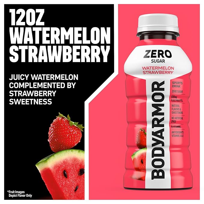 BODYARMOR ZERO Sugar Watermelon Strawberry, Sugar Free Sports Drink - Low-Calorie Hydration