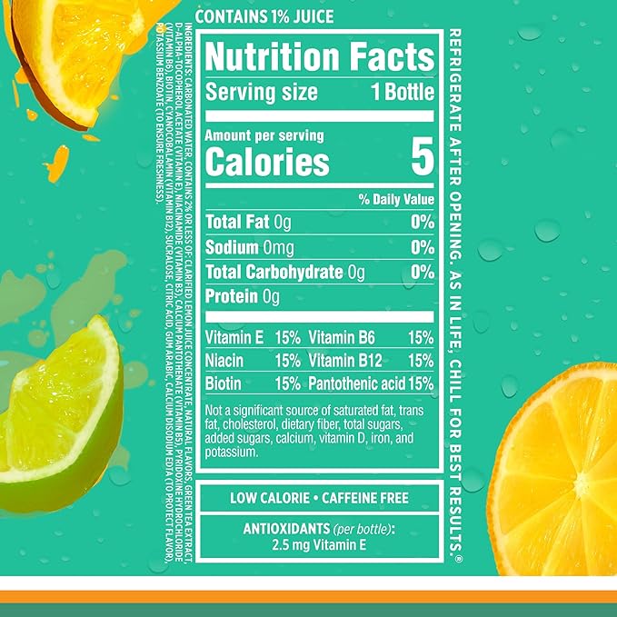 Sparkling Ice, Lemon Lime Sparkling Water, Zero Sugar Flavored Water, with Vitamins and