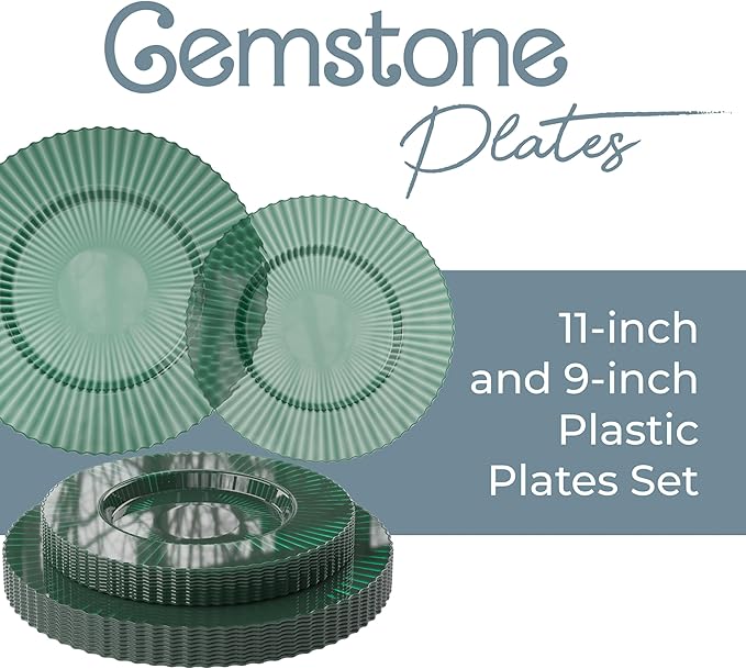 Exquisite 40 Piece Plastic Disposable Plates Set For 20 Guests I 20 X 9 Inch & 20 X 11 Inch