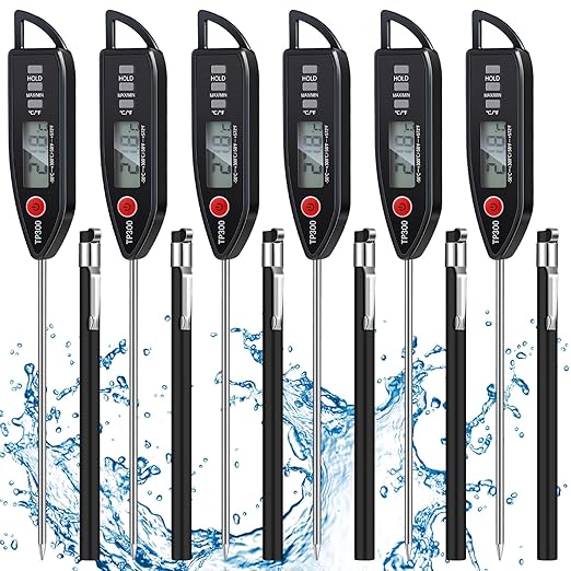 6 Set Waterproof Food Thermometer for Water, Liquid, Candle and Cooking Digital Meat Thermometer