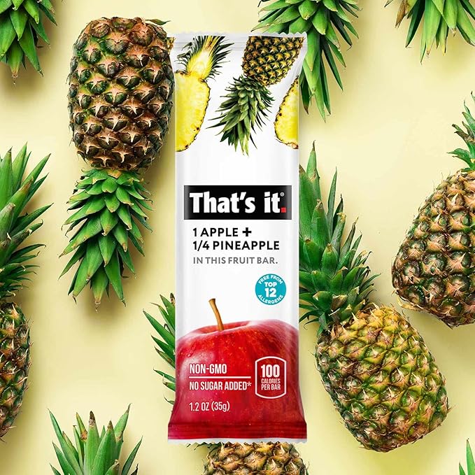 That's it. Apple + Pineapple 100% Natural Real Fruit Bar, Best High Fiber Vegan, Gluten Free