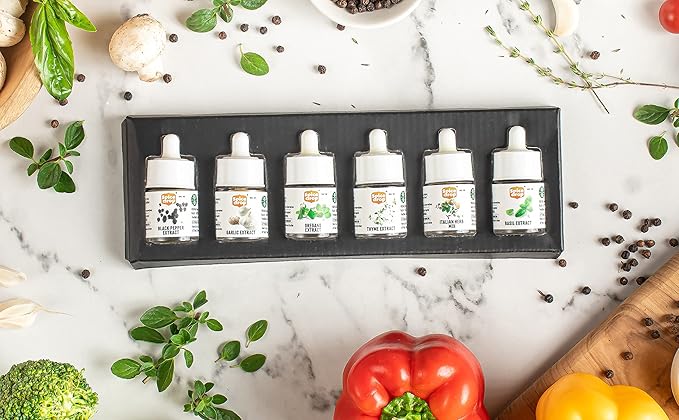 Spice Drop Pack Of 6 Herbs Extracts - 100% Natural - For Cooking, Baking, Sauce, Dips - Each 0.17oz