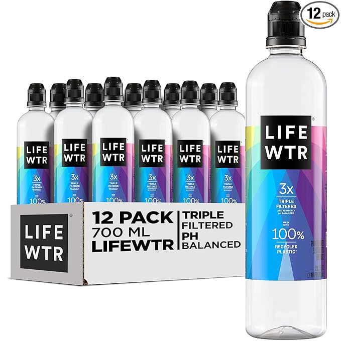 LIFEWTR Premium Purified Water, pH Balanced with Electrolytes, 100% recycled plastic bottles, 23.7