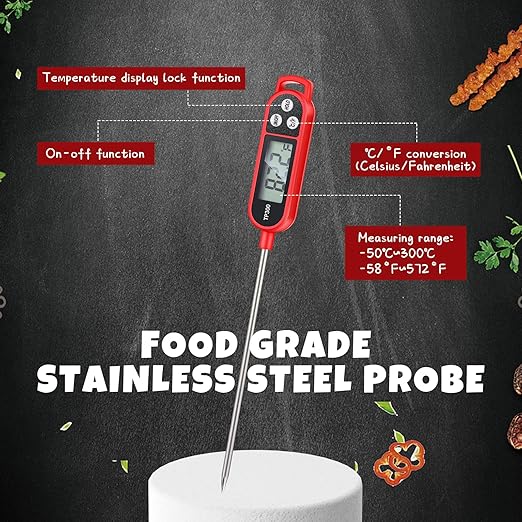 6 Pcs Meat Thermometer Food Thermometer with Probe Water Liquid Instant Read Digital Thermometer
