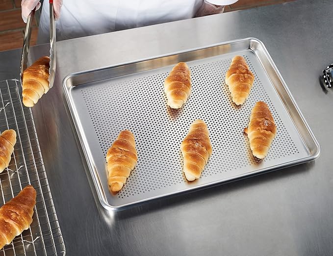 CURTA 6 Pack Aluminum Sheet Pan Perforated, NSF Listed Half Size 18 x 13 inch Commercial Bakery