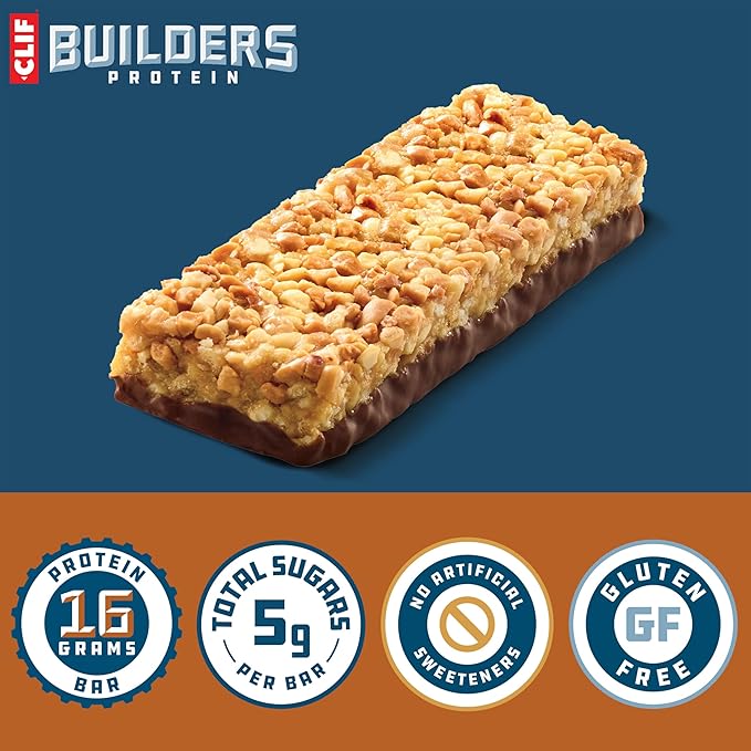 CLIF BUILDERS Protein Bars - Variety Pack - Crispy Almond Salted Caramel and Crispy Peanut Butter