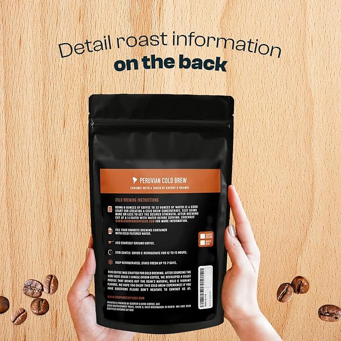 Peruvian Organic Cold Brew Coffee, Single Origin & Gourmet Beans, Tasting Notes Of Caramel With A