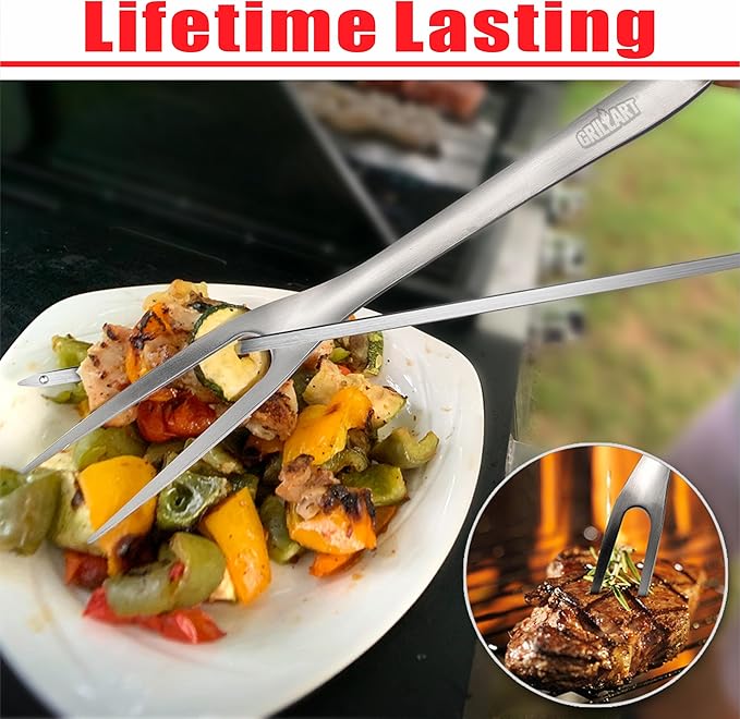 GRILLART BBQ Tools Grill Tools Set -18Inch Grilling Tools BBQ Set - Grill Accessories w/BBQ Tongs