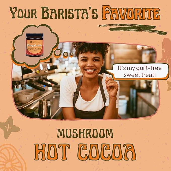 ChagaLatte - Cacao & Mushroom Beverage Blend | Iced Superfood Chaga Supplement & Hot Cocoa | Energy
