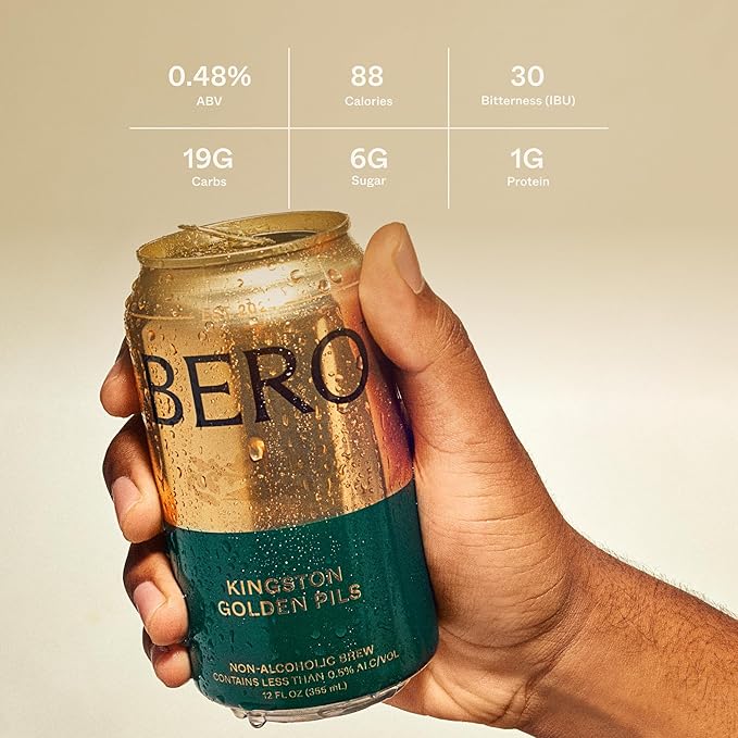 BERO Kingston Golden Pils Non-Alcoholic Beer, 6-Pack Lager-Style Craft Brew, NA Beer by Tom