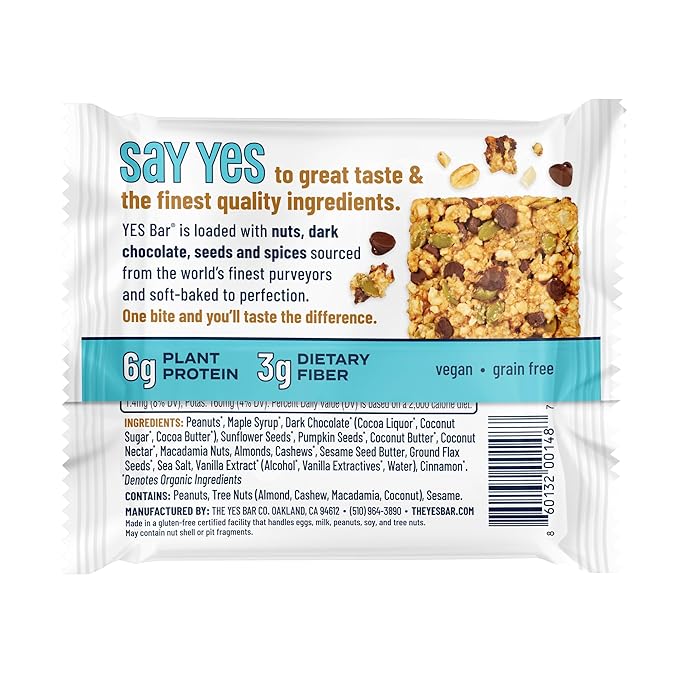 The YES Bar ??Peanut Butter Dark Chocolate ??Plant Based Protein, Decadent Snack Bar ??Vegan