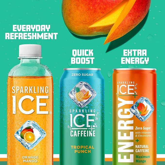 Sparkling Ice, Orange Mango Sparkling Water, Zero Sugar Flavored Water, with Vitamins and