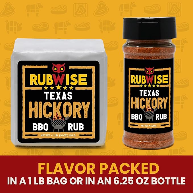 RubWise Texas Style BBQ Hickory Rub (1lb) No MSG | Meat Seasoning Spice & Dry Rub for Smoking and