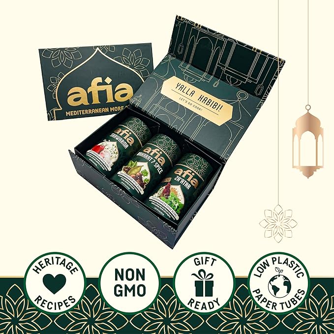 Afia Mediterranean Spice Blends Gift Set | Za?™atar, Baharat & Shawarma Spice | Mediterranean for