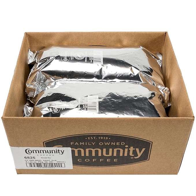 Community Coffee Private Reserve Brazil Santos Bourbon Whole Bean Coffee, Medium-Dark Roast, 32